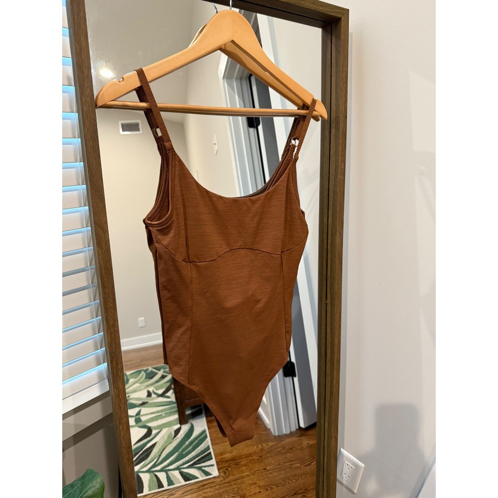 Outdoor Voices Women Brown‎ Textured One Piece Bodysuit Leotard Athletic Size M